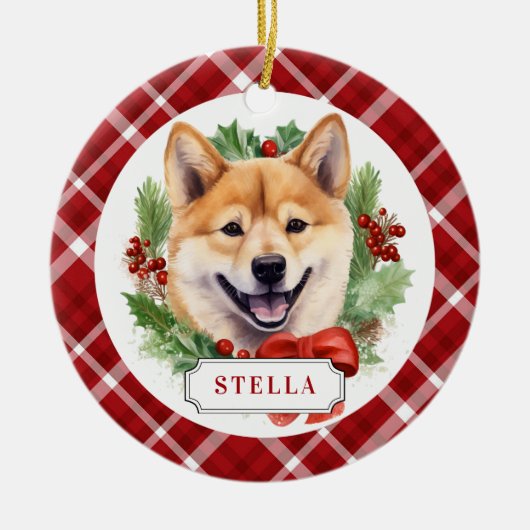 柴犬セラミック円オーナメント セラミックオーナメント (正面)