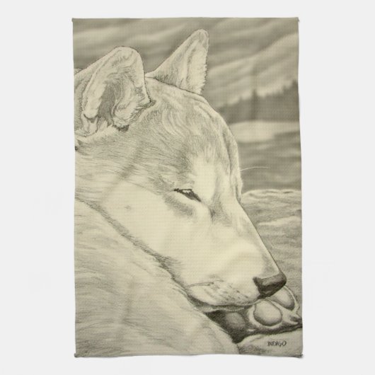 柴犬タオルドッグラバーアートティータオル&ギフト キッチンタオル (縦)