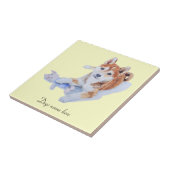 柴犬テディベアの可愛い仔犬の絵 タイル (側面)