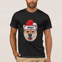 柴犬テリアクリスマスハットドッグビッグ Tシャツ