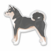 柴犬トライカラードッグブリードサイドビューシルエット シール (正面)