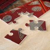 柴犬ドッグとクリスマスプレゼント暖炉 ジグソーパズル (側面)