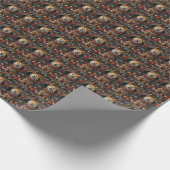 柴犬ドッグとクリスマスプレゼント暖炉 ラッピングペーパー (角)