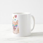 柴犬ドッグとハートバレンタインデー コーヒーマグカップ (正面右)