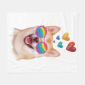 柴犬ドッグとハートバレンタインデー フリースブランケット (正面(横))