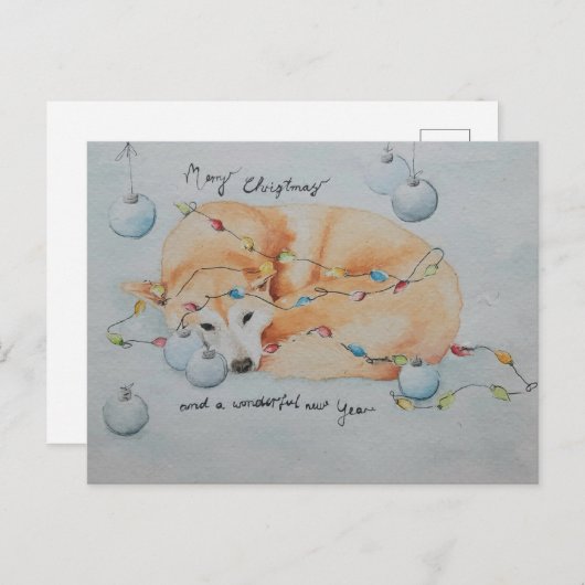 柴犬ドッグのクリスマスカード ポストカード (正面/裏面)