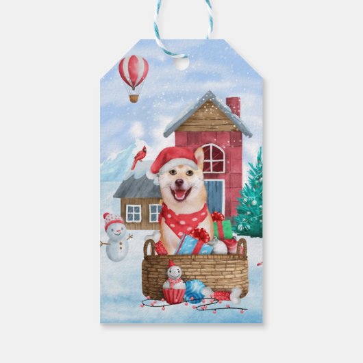 柴犬ドッグインスノークリスマスドッグ ギフトタグ (裏面)