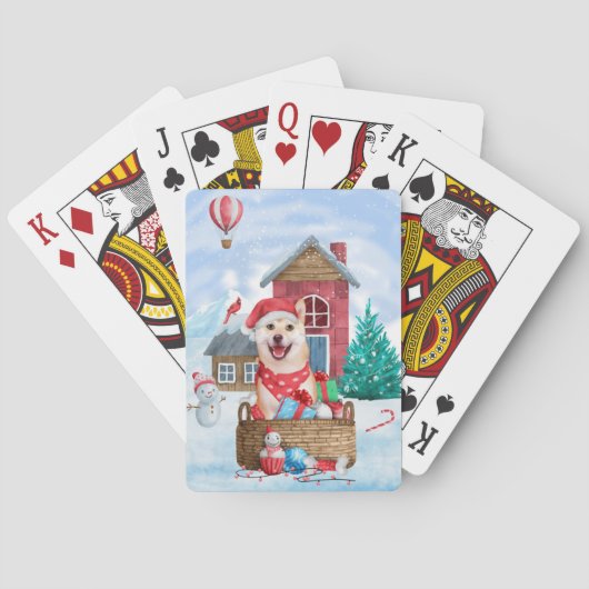 柴犬ドッグインスノークリスマスドッグ トランプ (裏面)