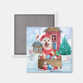 柴犬ドッグインスノークリスマスドッグ マグネット (正面/裏面)