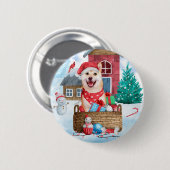 柴犬ドッグインスノークリスマスドッグ 缶バッジ (正面&裏面)