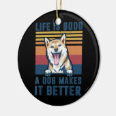 柴犬ドッグギフトおもしろい柴犬ドッグパパママ セラミックオーナメント (左)