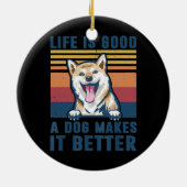 柴犬ドッグギフトおもしろい柴犬ドッグパパママ セラミックオーナメント (裏面)