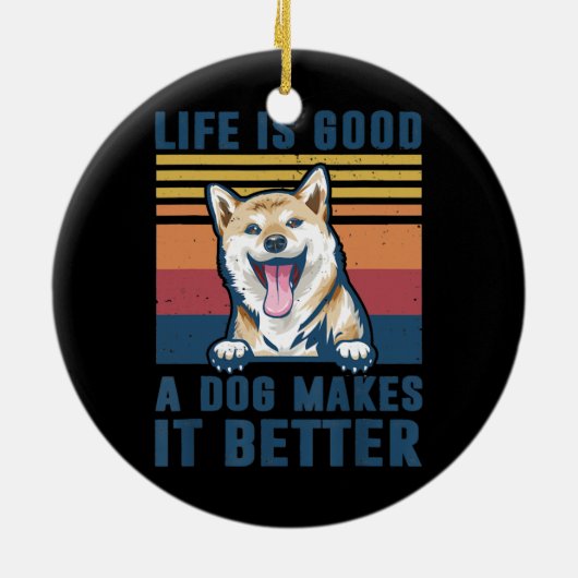 柴犬ドッグギフトおもしろい柴犬ドッグパパママ セラミックオーナメント (裏面)