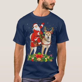柴犬ドッグクリスマスおもしろいサンタライディング柴犬Ch Tシャツ