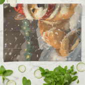 柴犬ドッグクリスマスフェスティバル キッチンタオル (折り畳み)