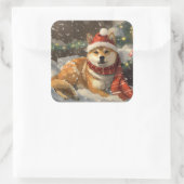 柴犬ドッグクリスマスフェスティバル スクエアシール (バッグ)
