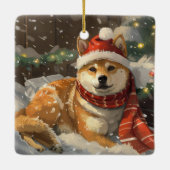 柴犬ドッグクリスマスフェスティバル セラミックオーナメント (裏面)