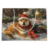 柴犬ドッグクリスマスフェスティバル ラージペーパーバッグ (正面)