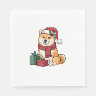 柴犬ドッグクリスマス服サンタハットドッグクリスマス スタンダードランチョンナプキン