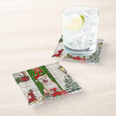 柴犬ドッグクリスマス ガラスコースター (アングル)