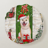 柴犬ドッグクリスマス ラウンドクッション (裏面)