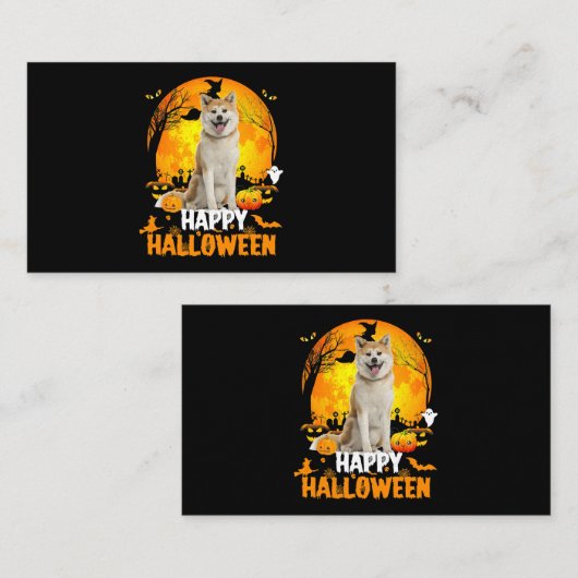 柴犬ドッグハッピーハローウィンデイザムーン 名刺 (正面/裏面)