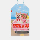 柴犬ドッグバレンタインデートラックハート ギフトタグ (裏面)