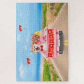 柴犬ドッグバレンタインデートラックハート ジグソーパズル (縦)