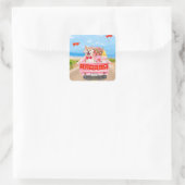 柴犬ドッグバレンタインデートラックハート スクエアシール (バッグ)