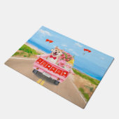 柴犬ドッグバレンタインデートラックハート ドアマット (アングル)