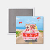 柴犬ドッグバレンタインデートラックハート マグネット (正面/裏面)