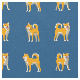 柴犬ドッグパタクラシックーン青 ファブリック