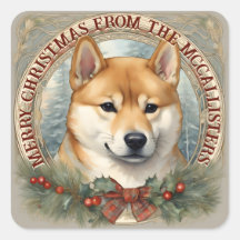 柴犬ドッグパーソナライズされたクリスマスカードシール