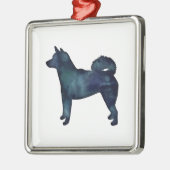 柴犬ドッグブラックウォーターカラーシルエット メタルオーナメント (左)