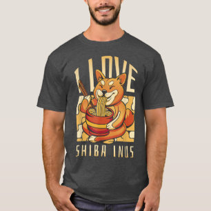 柴犬ドッグラーメンアニメ麺かわいい Tシャツ