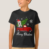 柴犬ドッグレッドトラッククリスマスデコレーション Tシャツ (正面)