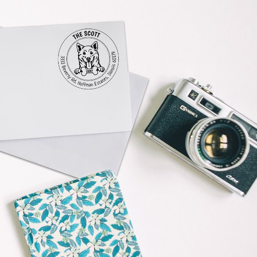 柴犬ドッグ差出人住所ファミリー ラバースタンプ