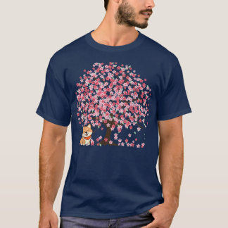 柴犬ドッグ日本のさくらんぼかわいいブロッサム桜 Tシャツ