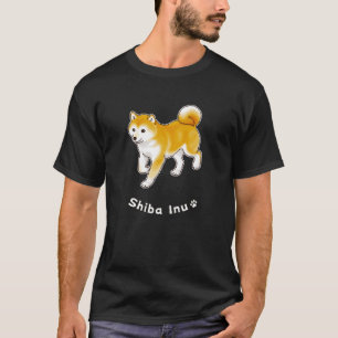 柴犬ドッグ歩くゆったりとピクセルアート Tシャツ