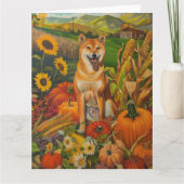 柴犬ドッグ秋の収穫感謝祭 カード (正面)