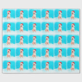 柴犬ドッグ雪の中に座ってクリスマスハット ラッピングペーパー (フラット)