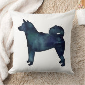 柴犬ドッグ黒水カラーシルエット クッション (ブランケット)