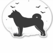柴犬ドッグ – ハロウィンムーンシルエットオーバーサイズ シール (正面)
