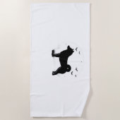 柴犬ドッグ – ハロウィンムーンシルエットオーバーサイズ ビーチタオル (正面)