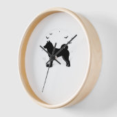 柴犬ドッグ – ハロウィンムーンシルエットオーバーサイズ 壁時計 (傾斜)