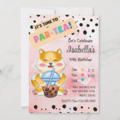 柴犬ドリンクボバティー誕生日招待状 招待状 (正面)