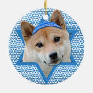 -柴犬ハヌカーのダビデの星 セラミックオーナメント