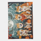 柴犬ハロウィン不気味 キッチンタオル (縦)