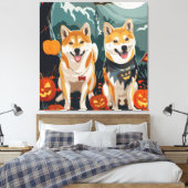 柴犬ハロウィン不気味 キャンバスプリント (インサイチュ (寝室))
