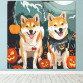 柴犬ハロウィン不気味 キャンバスプリント (インサイチュ (ウッドフロア))